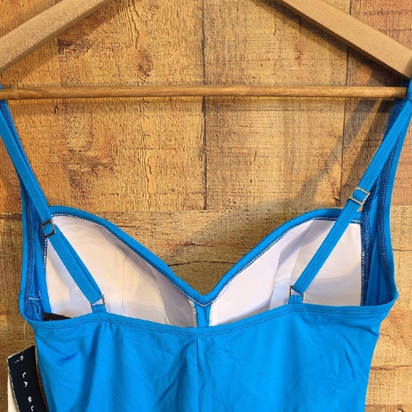 LA BLANCA Blue One Piece Swimsuit Adjustable Straps - Picture 8 of 10